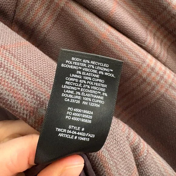 Aritzia Wilfred Generation Blazer Brown Plaid Twill Single Breasted Medium - Picture 8 of 8